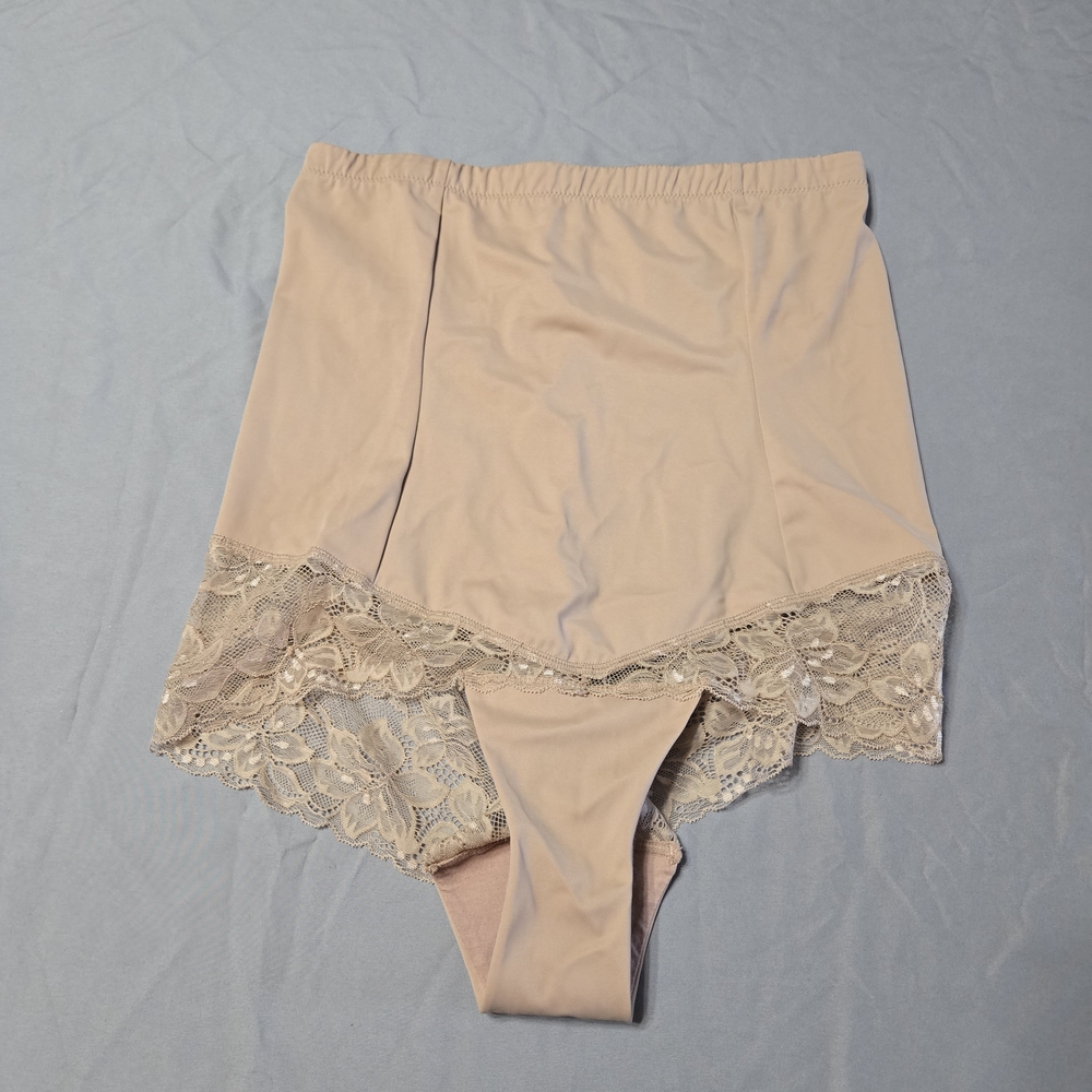 Nancy Ganz Sz 2XL Nude High-Waisted Lace Brief Shapewear